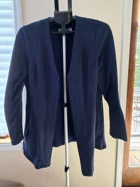 Denim & Co. Active Navy Blue Zip-Front Fleece Jacket Size L